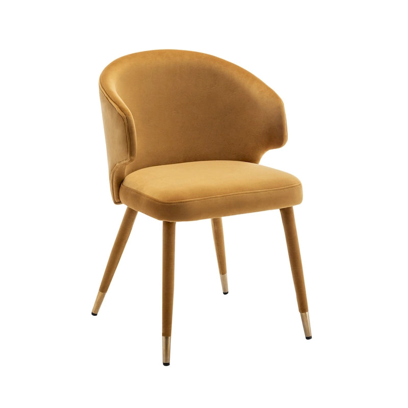 Chaises de salle à manger en velours avec bordure dorée, lot de 2