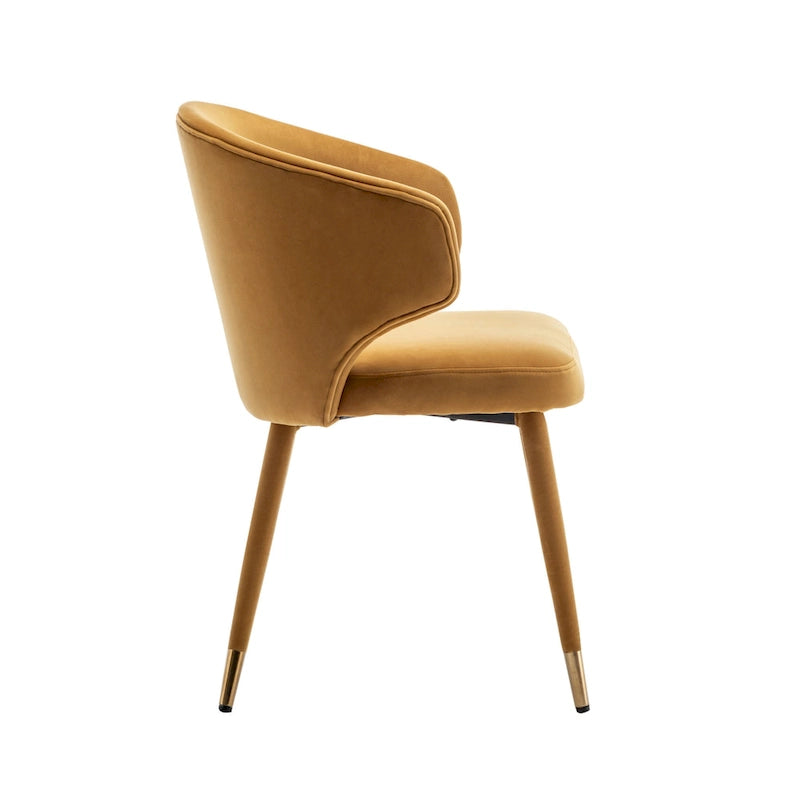 Chaises de salle à manger en velours avec bordure dorée, lot de 2