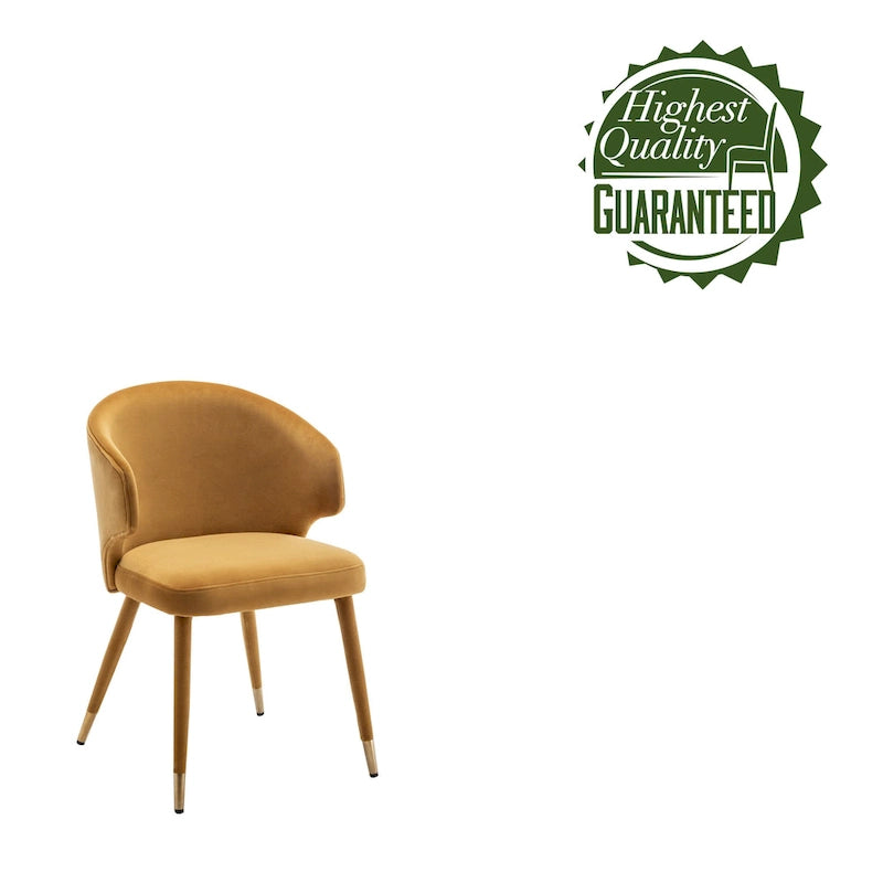 Chaises de salle à manger en velours avec bordure dorée, lot de 2