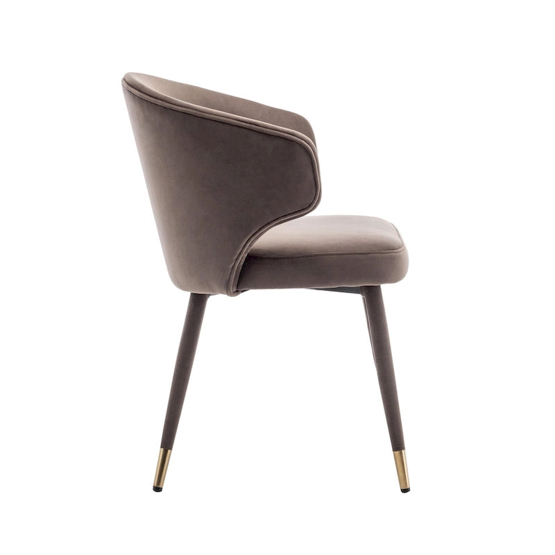 Chaises de salle à manger en velours avec bordure dorée, lot de 2