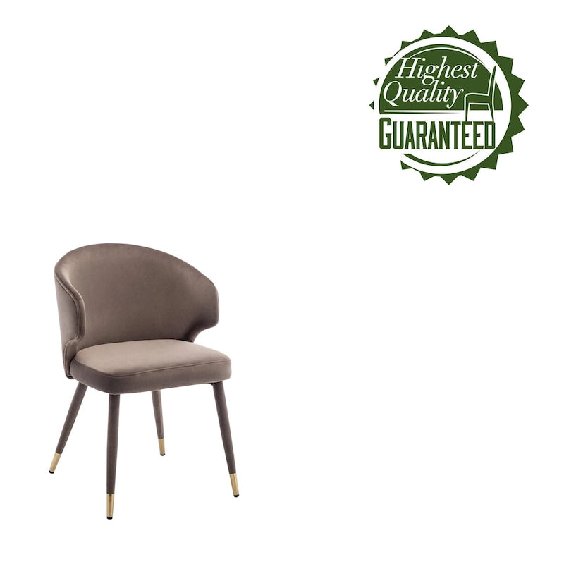 Chaises de salle à manger en velours avec bordure dorée, lot de 2