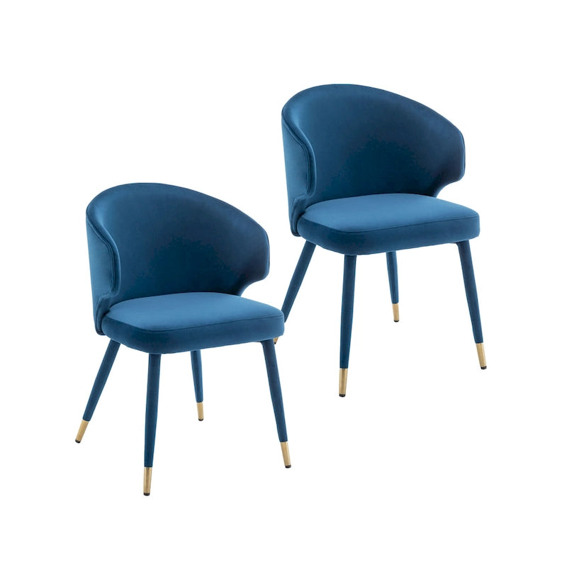 Chaises de salle à manger en velours avec bordure dorée, lot de 2