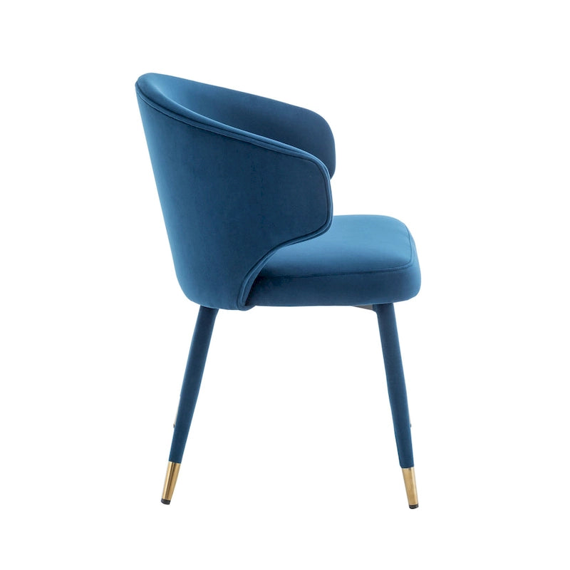 Chaises de salle à manger en velours avec bordure dorée, lot de 2