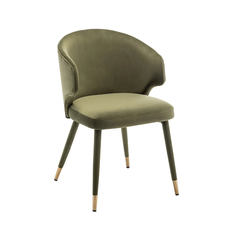 Chaises de salle à manger en velours avec bordure dorée, lot de 2
