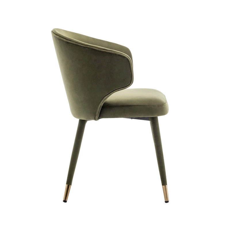 Chaises de salle à manger en velours avec bordure dorée, lot de 2