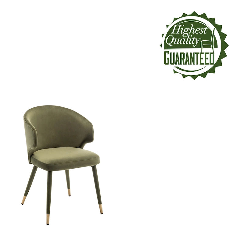 Chaises de salle à manger en velours avec bordure dorée, lot de 2