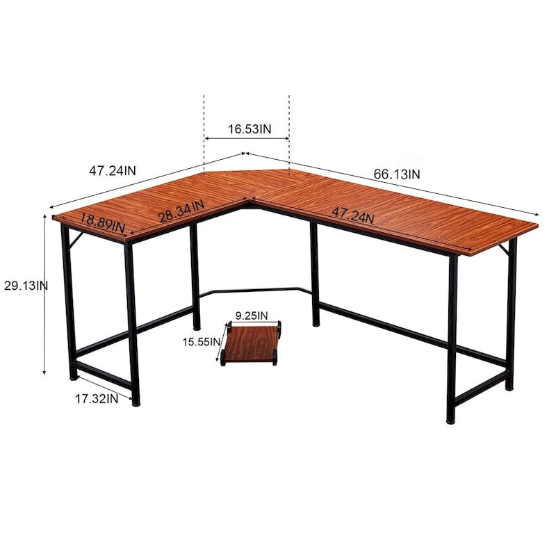 Bureau de jeu d'angle en L, MDF 7121