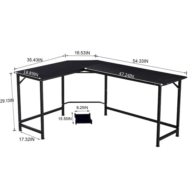 Bureau de jeu d'angle en L, MDF 7121
