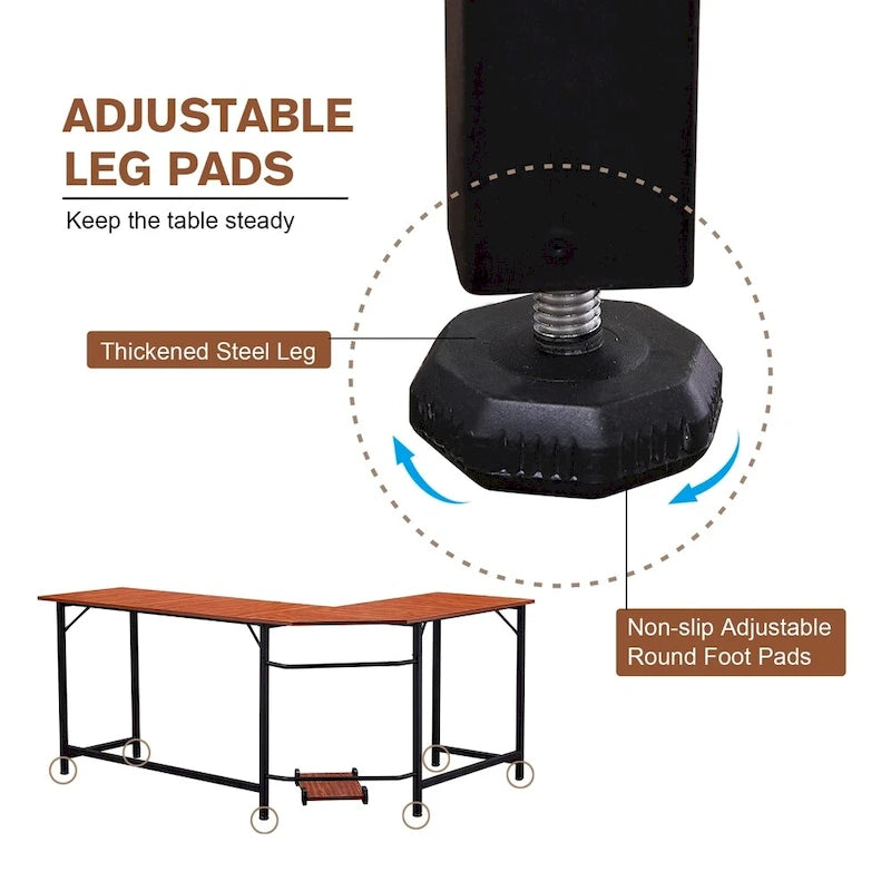Bureau de jeu d'angle en L, MDF 7121