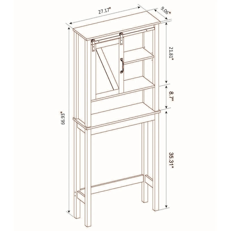 Meuble de rangement de salle de bain blanc en MDF style ferme à placer au-dessus des toilettes