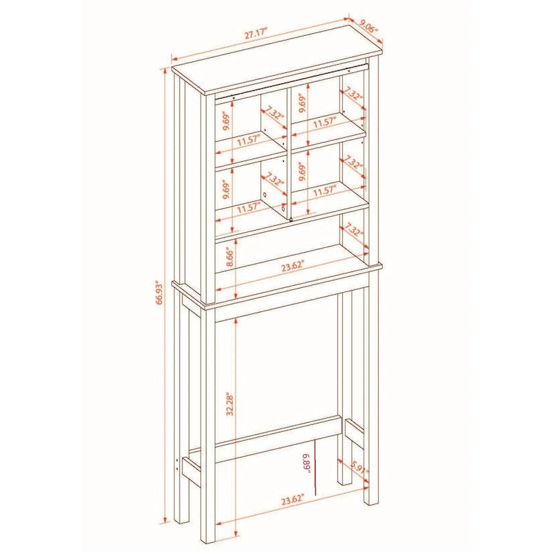 Meuble de rangement de salle de bain blanc en MDF style ferme à placer au-dessus des toilettes
