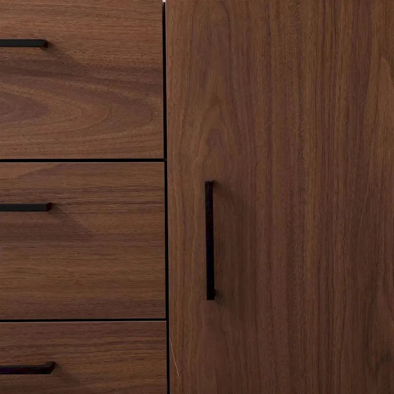 Bahut effet bois avec meuble de service à 3 tiroirs