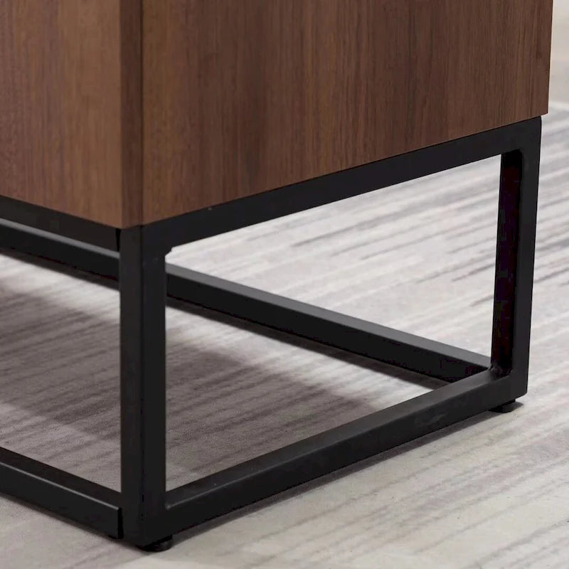 Bahut effet bois avec meuble de service à 3 tiroirs