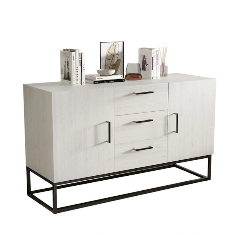 Bahut effet bois avec meuble de service à 3 tiroirs