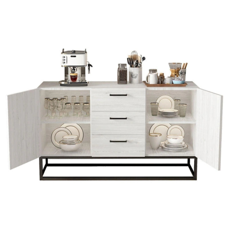 Bahut effet bois avec meuble de service à 3 tiroirs