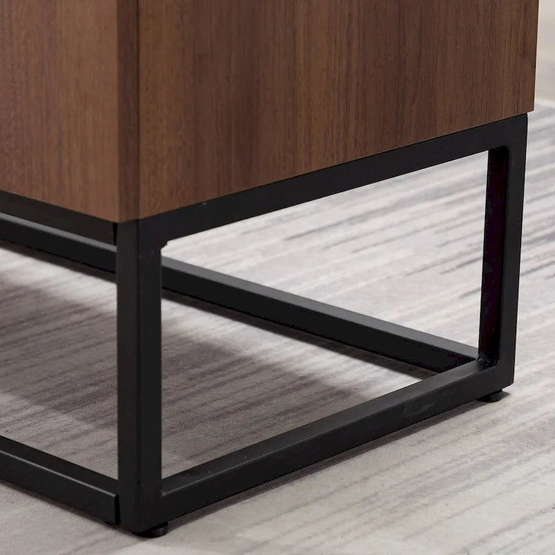 Bahut effet bois avec meuble de service à 3 tiroirs