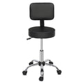 Tabouret de salon roulant et pivotant avec dossier et repose-pieds