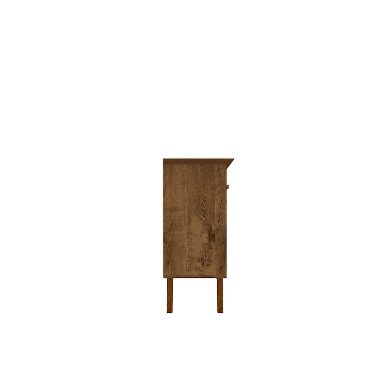 Buffet avec pieds en bois massif et 2 placards en blanc cassé et cannelle