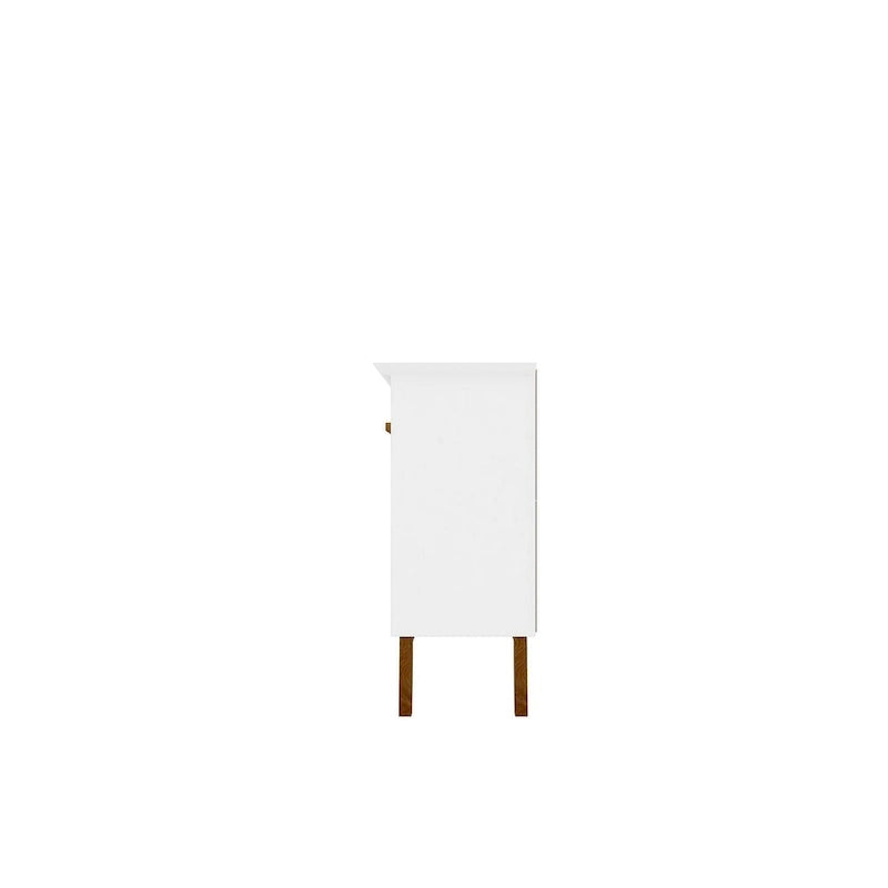 Buffet avec pieds en bois massif et 2 placards en blanc cassé et cannelle