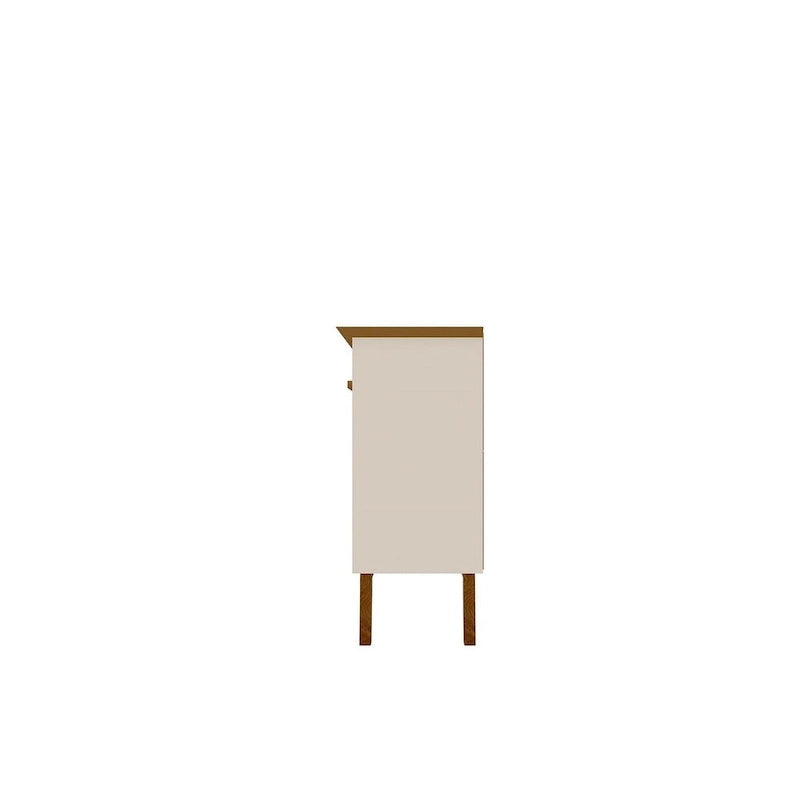 Buffet avec pieds en bois massif et 2 placards en blanc cassé et cannelle