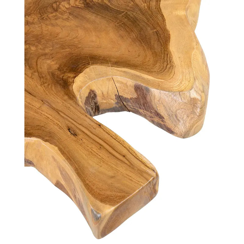 Rehausseur en teck Live Edge avec base en fer par