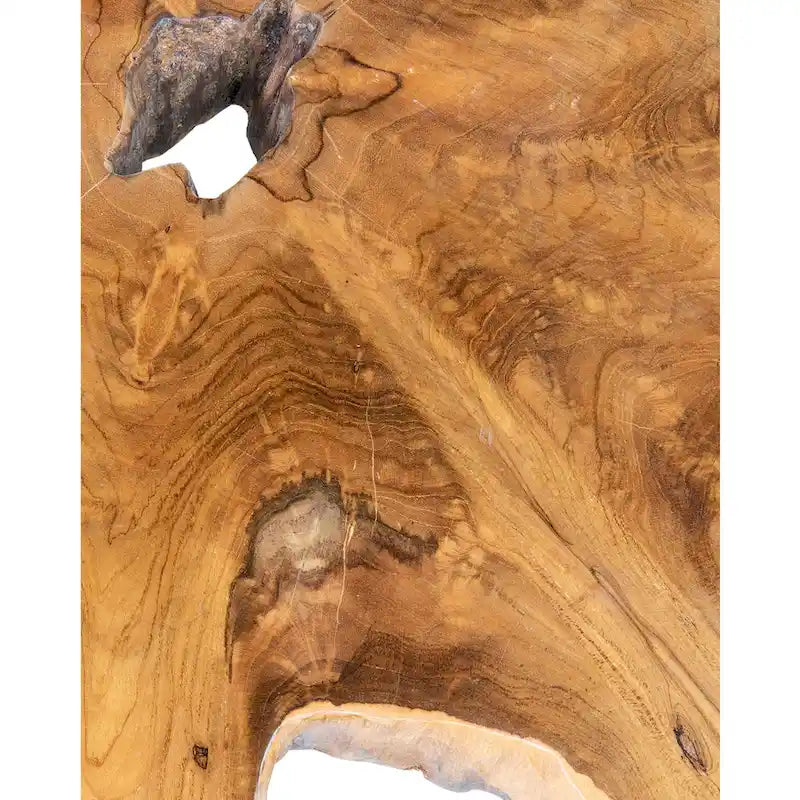 Rehausseur en teck Live Edge avec base en fer par