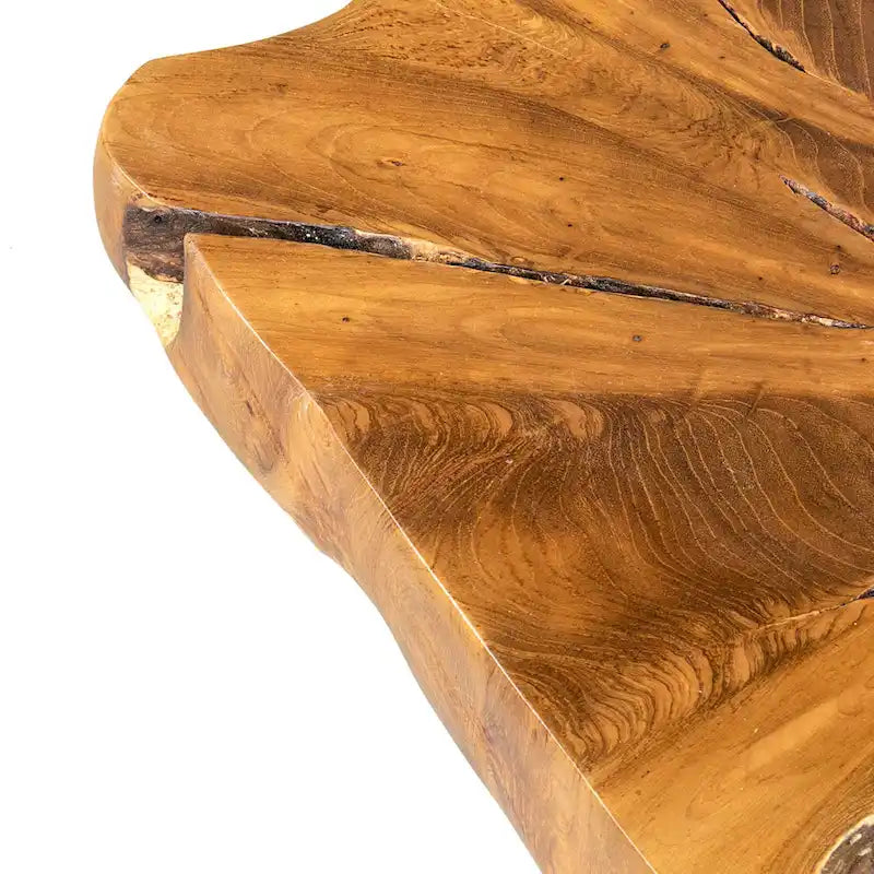 Rehausseur en teck Live Edge avec base en fer par