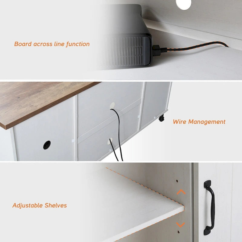 Meubles TV avec portes coulissantes de style ferme, armoires de rangement, meuble de divertissement pour téléviseurs jusqu'à 65 pouces
