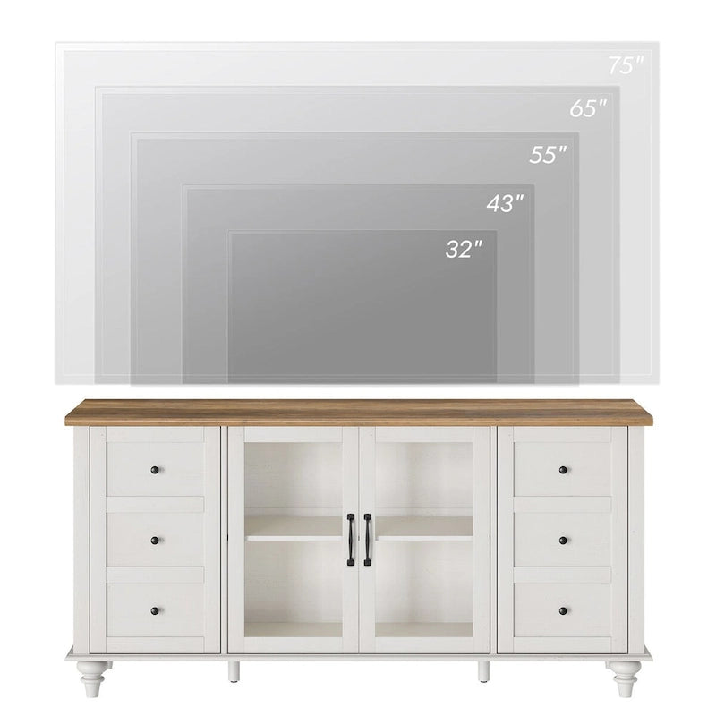 Meubles TV avec portes coulissantes de style ferme, armoires de rangement, meuble de divertissement pour téléviseurs jusqu'à 65 pouces