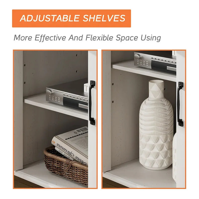 Meubles TV avec portes coulissantes de style ferme, armoires de rangement, meuble de divertissement pour téléviseurs jusqu'à 65 pouces