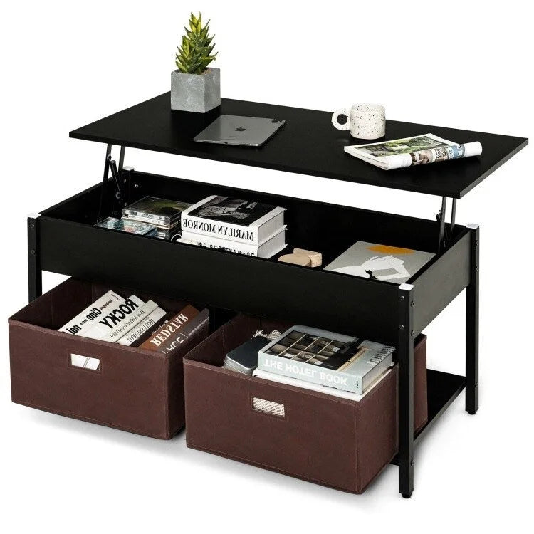 Table basse relevable multifonctionnelle FarmHouse avec 2 tiroirs de rangement