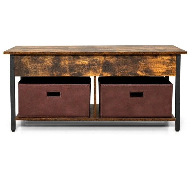 Table basse relevable multifonctionnelle FarmHouse avec 2 tiroirs de rangement