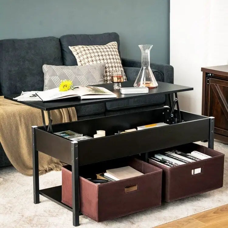 Table basse relevable multifonctionnelle FarmHouse avec 2 tiroirs de rangement