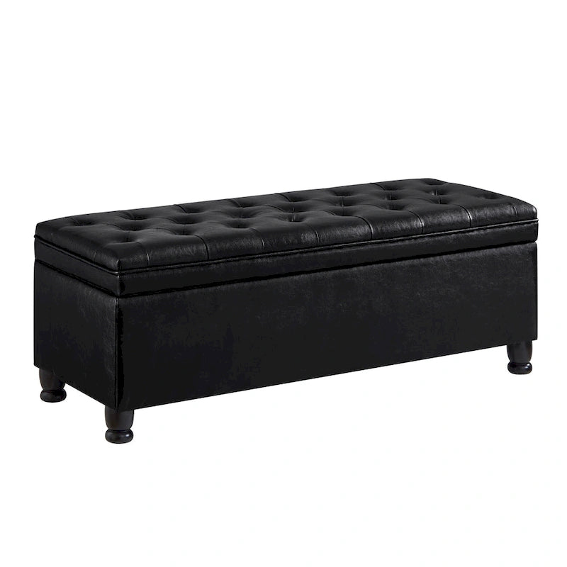 Banc de rangement capitonné en tissu avec boutons