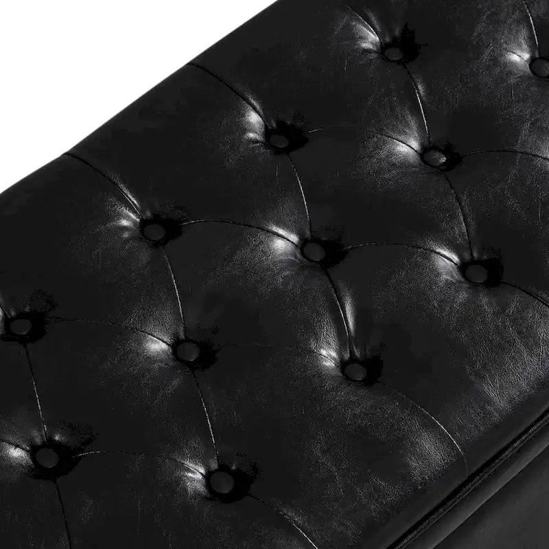 Banc de rangement capitonné en tissu avec boutons