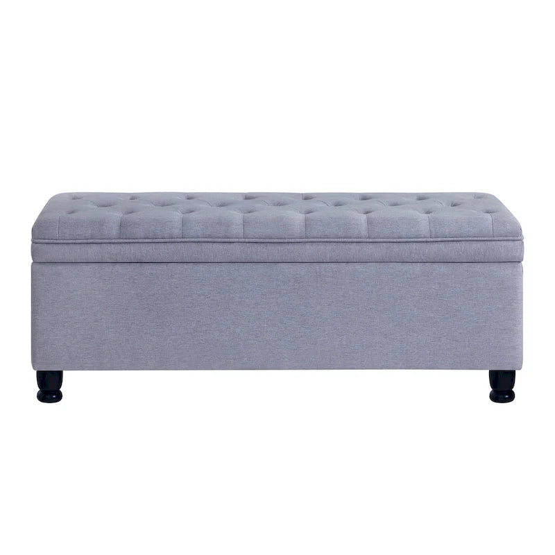 Banc de rangement capitonné en tissu avec boutons
