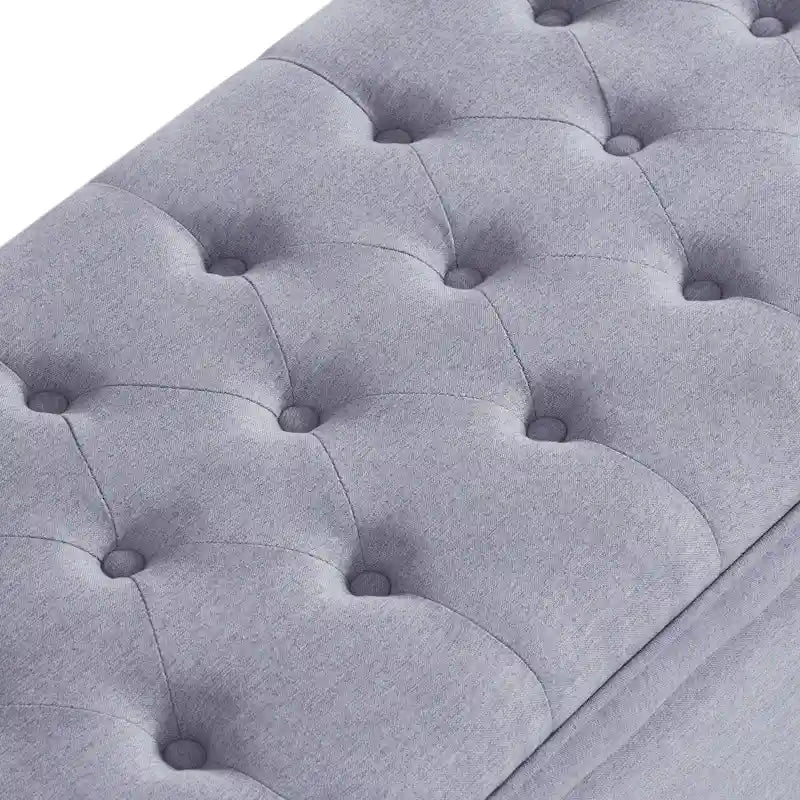 Banc de rangement capitonné en tissu avec boutons