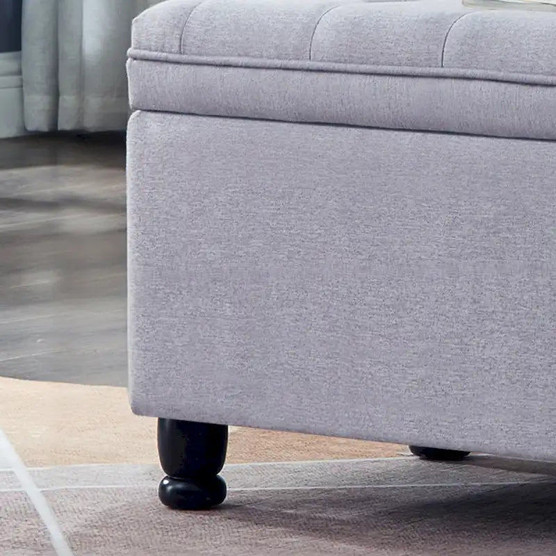 Banc de rangement capitonné en tissu avec boutons