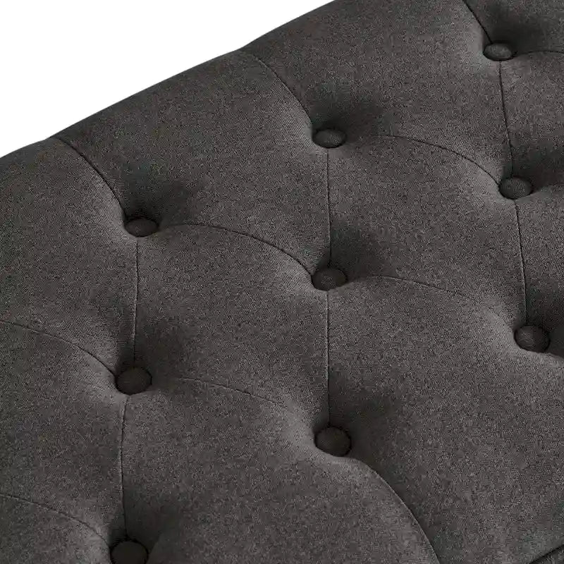 Banc de rangement capitonné en tissu avec boutons