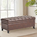 Banc de rangement capitonné classique et élégant avec assise décorée de boutons touffetés