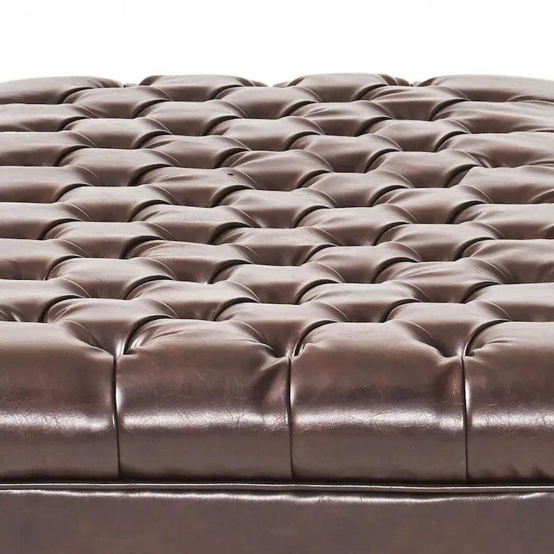 Banc de rangement capitonné classique et élégant avec assise décorée de boutons touffetés