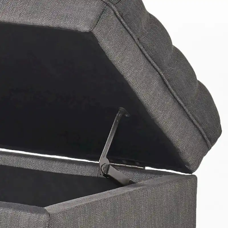 Banc de rangement capitonné classique et élégant avec assise décorée de boutons touffetés