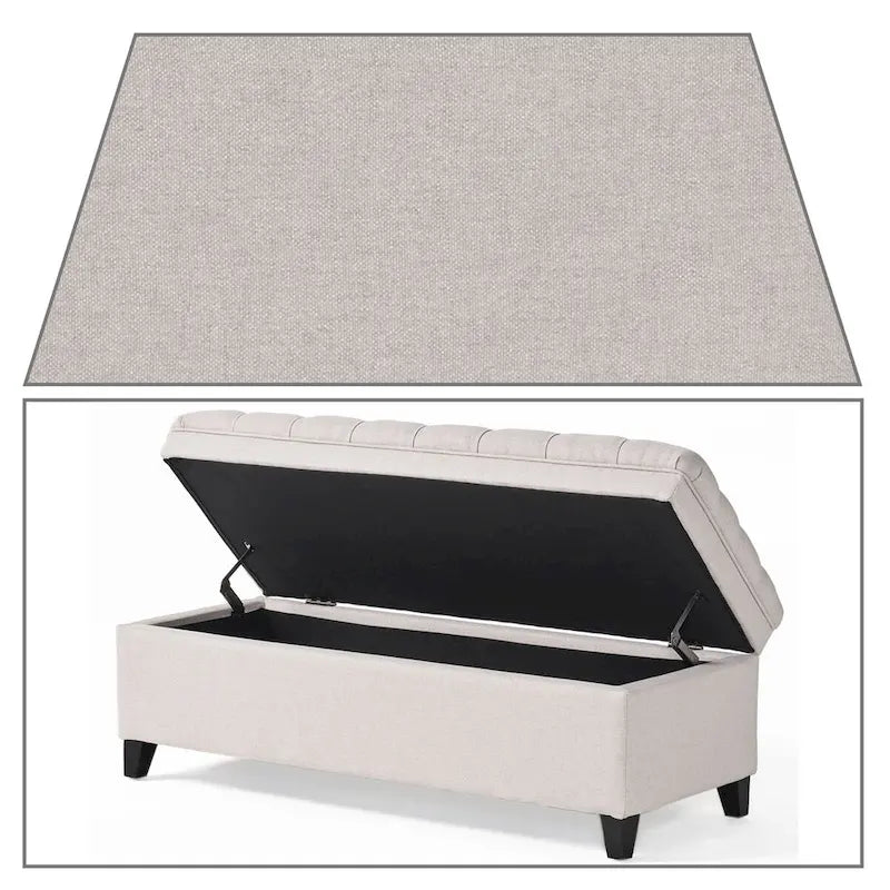 Banc de rangement capitonné classique et élégant avec assise décorée de boutons touffetés