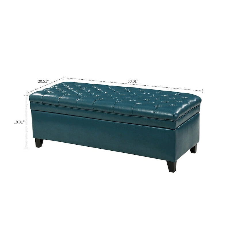 Banc de rangement capitonné classique et élégant avec assise décorée de boutons touffetés