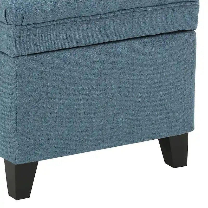 Banc de rangement capitonné classique et élégant avec assise décorée de boutons touffetés