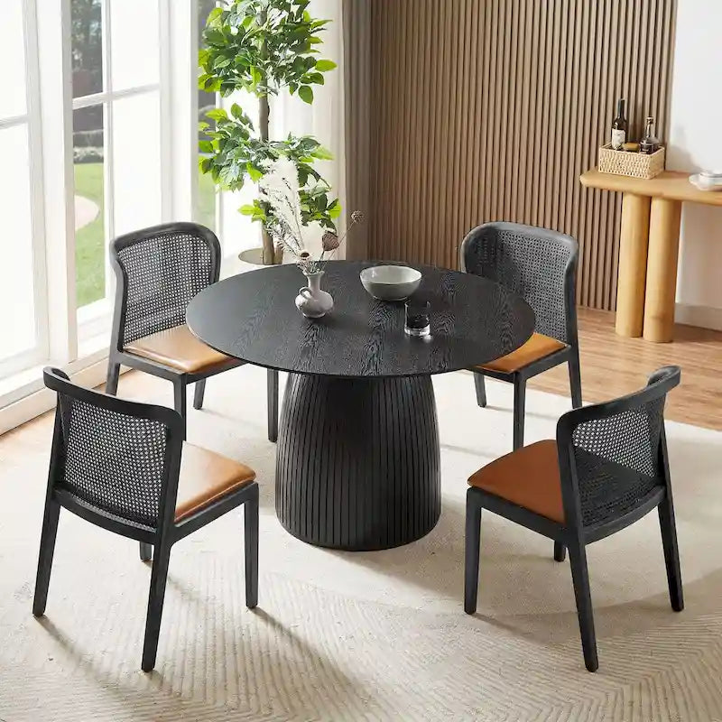 Table à manger ronde Table de cuisine Table à manger pour petit espace en MDF pour 4-6 personnes - D 47.24 x H 49.63