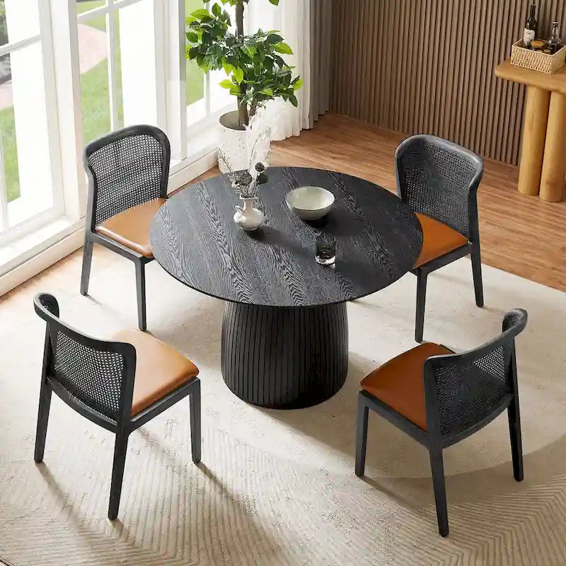 Table à manger ronde Table de cuisine Table à manger pour petit espace en MDF pour 4-6 personnes - D 47.24 x H 49.63
