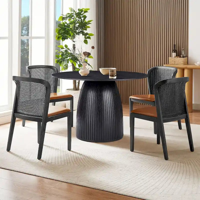 Table à manger ronde Table de cuisine Table à manger pour petit espace en MDF pour 4-6 personnes - D 47.24 x H 49.63