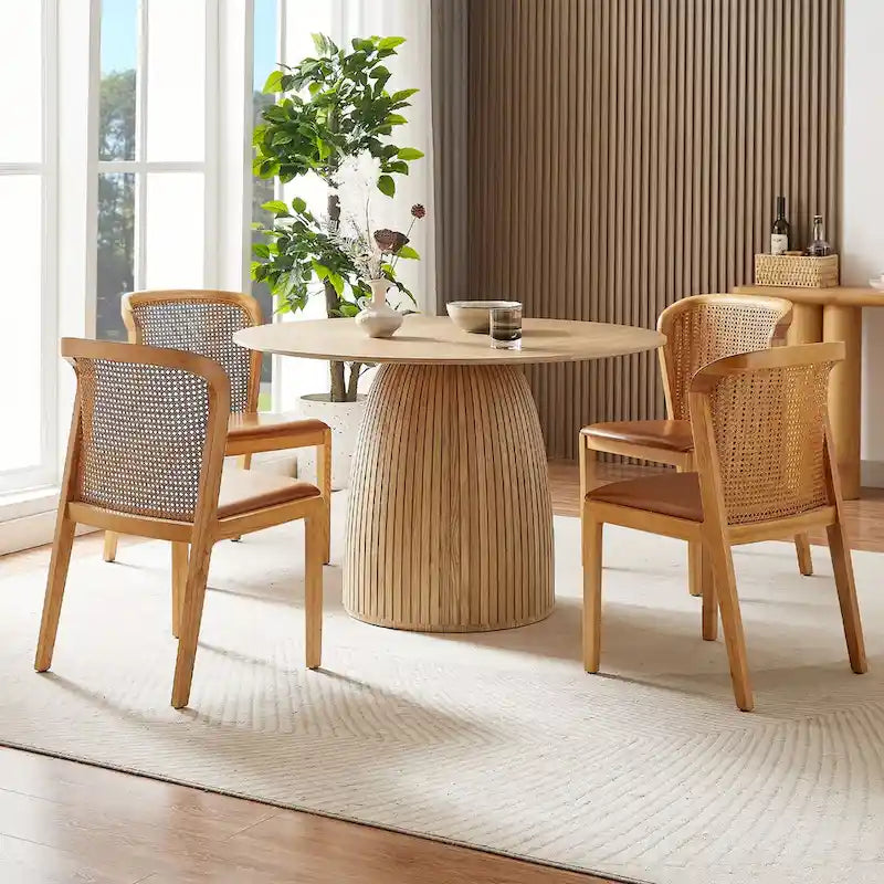 Table à manger ronde Table de cuisine Table à manger pour petit espace en MDF pour 4-6 personnes - D 47.24 x H 49.63