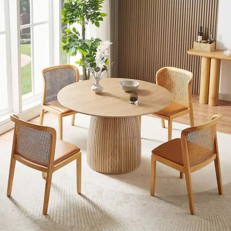 Table à manger ronde Table de cuisine Table à manger pour petit espace en MDF pour 4-6 personnes - D 47.24 x H 49.63